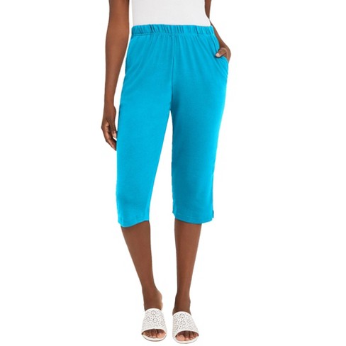 Jessica London Women's Plus Size Everyday Stretch Cotton Capri Legging -  26/28, Blue : Target