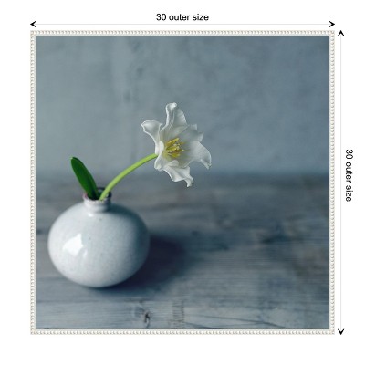 White Flower in Vase Framed Canvas Wall Art