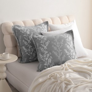2 Pack Triple-Layer Cotton Pillow Shams, Breathable Thermal Yarn-Dyed Pillowcases, 26x26 Inches - NTBAY - 1 of 4