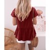 Imily Bela Womens Short Sleeve V Neck Button Down Babydoll Peplum Top Loose Casual Ruffle Hem - 3 of 3