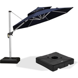 PURPLE LEAF 10/11/12/13ft Outdoor Patio Cantilever Umbrella with Base Offset Umbrella 360 Degree Rotation Round Umbrella for Deck Pool Garden - 1 of 4