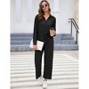 Women's Summer Casual Two-Piece Set with Wide Leg Pants and Button Down Shirt - 2 of 4