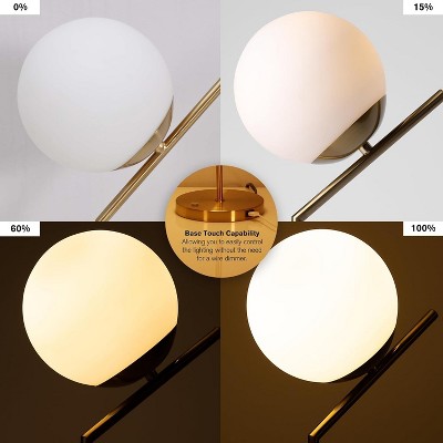 Ozarke Touch Glow Brass Gold LED Table Lamp with Glass Globe