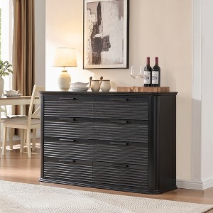 Zeus & Ruta Fluted 52" Modern Wood Dresser with 8 Drawers, Curved Design for Living Room & Hallway Storage - 1 of 4