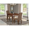 Coastal Dining Set 3Pc Square Table & 2 Parson Chairs - Linen Fabric, Dark Coffee Finish - 2 of 4