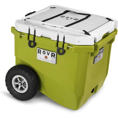 RovR RollR Portable Rolling Outdoor Insulated Cooler with Wheels for Camping, Beach, Picnics, 45 Quart, Green
