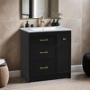 30" Bathroom Vanity Set, Floor Standing, with Three Drawers, One of Which is a Double-Layer Drawer, with Long Gold Handles - Leovsnove - 2 of 4