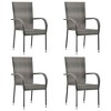 vidaXL Dining Chair Set of 4 Brown PE rattan, powder-coated steel - Gray 4 - 2 of 4