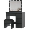 Makeup Vanity Desk, Adult Dressing Table, Dressing Table with Mirror And Light, Power Outlet Dressing, Makeup Table with Stool & 4 Drawers - 2 of 4