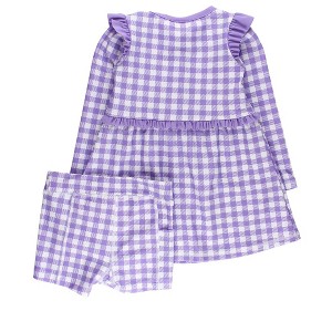 RuffleButts Toddler Girls UPF50+ Active Long Sleeve Zip Flutter Dress & Bike Short Set - Wisteria Purple Gingham, 3T - 1 of 2