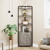 70.9" Farmhouse Corner Cabinet w/ Door, 5-Tier Storage Shelf w/ Protective Fence for Kitchen, Living Room, Grey - 4 of 4