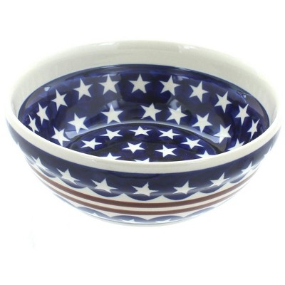 Blue Rose Polish Pottery Stars & Stripes Cereal/Soup Bowl