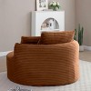 CAVINAS Round Corduroy Floor Chair,Accent Chair with 3 Pillows,Modern Boneless Foam Deep Seat Circle Chaise for Living Room,Bedroom,Office - 2 of 4