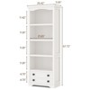 White Bookcase with 4-Tier Open Shelves & 2 Drawers, Storage Shelves for Home Office, Living Room, Study - 2 of 4