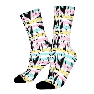 Colorful Palm Leaves Women Printed Crew Socks Funny Funky Socks Soft Polyester Novelty Gifts for Artists Men - 1 of 4