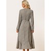 Allegra K Women's Floral Long Sleeve Wrap Tie Waist Ruffle Split Hem Boho Maxi Dress - 4 of 4