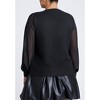 ELOQUII Women's Plus Size Sheer Sleeve V-Neck Sweater - 3 of 4