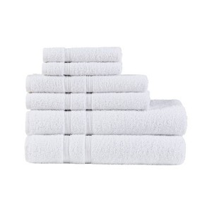 SEVOBAL Bath Towel and Washcloth Sets 6 Piece Turkish Cotton Towel Set with Anti-Microbial Treatment for Bathroom Use, White, 14.5"*9.8"*5.5" - 1 of 4