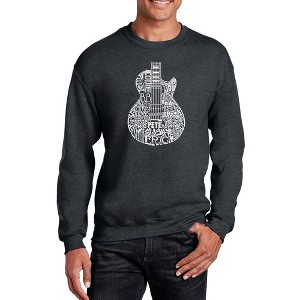 LA Pop Art Men's Word Art Crewneck Sweatshirt - Rock Guitar Head - 1 of 4
