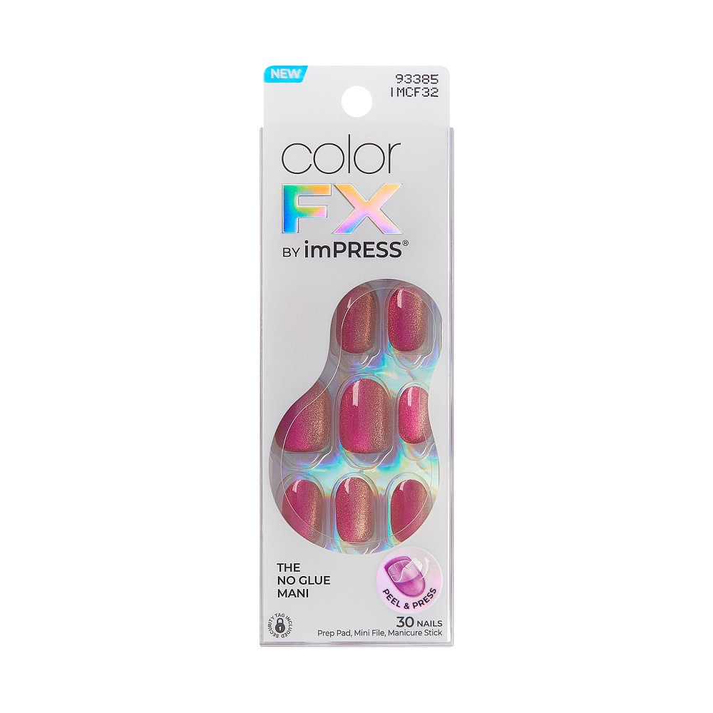 Photos - Manicure & Pedicure Tools Kiss colorFX by Impress Press-On Fake Nails Short Oval - Walk Out - 33ct 