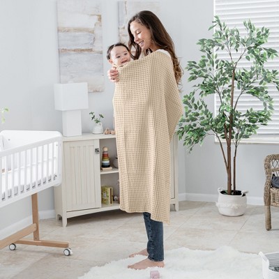 Sand Cotton Waffle Weave Baby Blanket, 40" x 40"