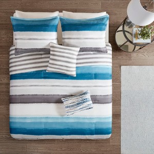 5pc Full/Queen Orren Reversible Print Comforter Set Indigo, Blue