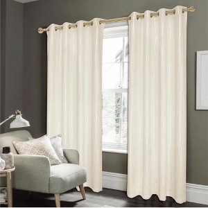 Elegant Iceland Metallic Grommet Blackout Curtain 54" x 84" Beige Rt Designers Collection - 1 of 4