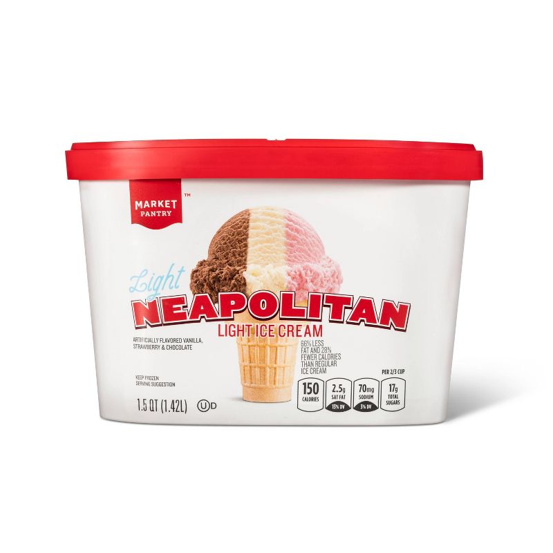 Vanilla, Strawberry and Chocolate Neapolitan Light Ice Cream - 48oz - Market Pantry&#8482;, 1 of 4