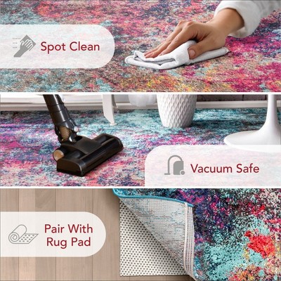 Multi Abstract Synthetic 6'7" x 9' Non-Slip Area Rug