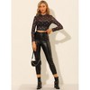 Allegra K Women's Semi-Sheer Party Heart Mesh Crop Top - 3 of 4