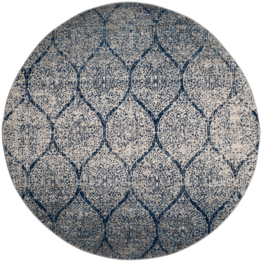 5' Shapes Loomed Round Area Rug Navy/Silver - Safavieh