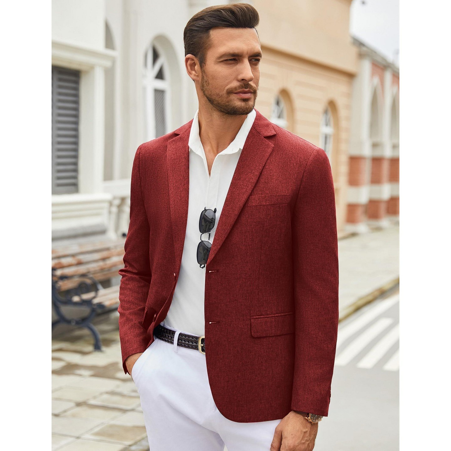 Мужской пиджак COOFANDY Blazer Casual Sport Coats Formal Business Travel Suit Jackets Lightweight Blazer Unlined Sport Jacket Red, цвет: Красный — фото 2