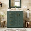 Vynxaria 30" Dark Green Freestanding Bathroom Storage Cabinet with Ceramic Sink and Soft-Closing Doors - 2 of 4