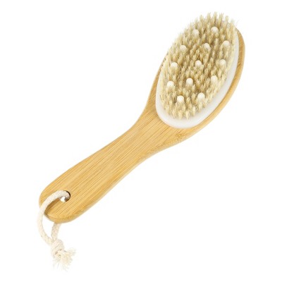 Unique Bargains Bath Brush Wood Back Scrubber With Long Handle For Shower  3.9 Inches Brown Beige 2 Pcs : Target