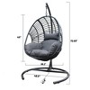 Lycvki High Quality Wicker Swing Egg Chair with Cushion and Black Stand - 3 of 4