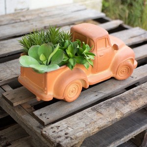 Terracotta Truck Planter 8"H, Handcrafted Orange Ceramic Vintage-Style Accent By Kalalou - 1 of 3