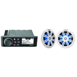 Fusion Entertainment MS-RA70 Marine Entertainment System with Bluetooth With 1 Pair 51KM604WL KM 6.5" 4Ω LED Marine Coaxial Speakers - Pair - 1 of 4