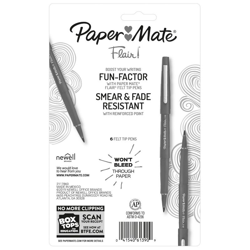 Paper Mate 6ct Pens Flair Core Medium Tip Assorted Colors, 5 of 8