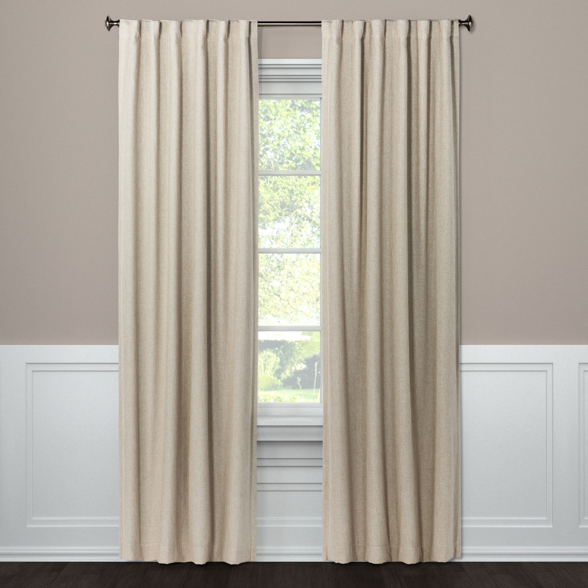 50"x63" Blackout Aruba Window Curtain Panel Beige - Threshold™: Modern Drapes, Recycled Polyester, Rod Pocket