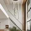 BAOURE 6 Ring Modern LED Chandeliers Dimmable Black Pendant Light Fixture 78in High Ceiling Chandelier for Foyer Living Room - 4 of 4