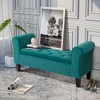 Button-Tufted Storage Ottoman Bench, Upholstered Bench with Rolled Armrests for Living Room or Hallway - 4 of 4