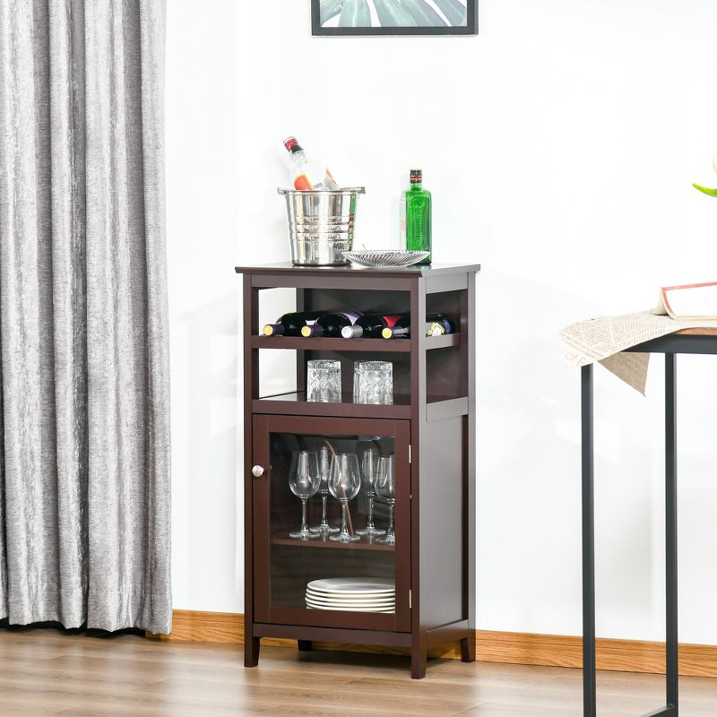 HOMCOM Wine Cabinet with 4 Bottle Wine Rack, Open Shelf, Acrylic Door Cabinet with Adjustable Shelf, 3 of 7