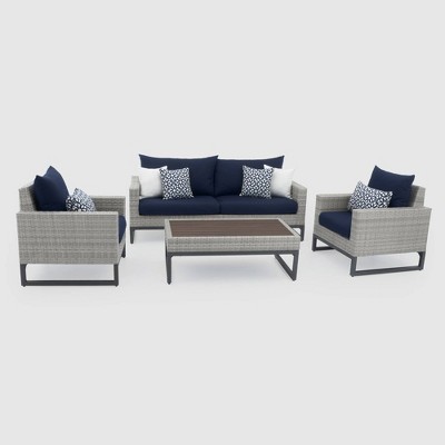 Milo Gray 4pc Seating Set Navy Blue - RST Brands