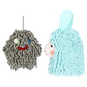 REGALWOVEN 2 Packs Cute Cartoon Alpaca Fuzzy Ball Hand Drying Hanging Ball Towels for Bathroom 7" x 7"/7" x 11" - 1 of 4