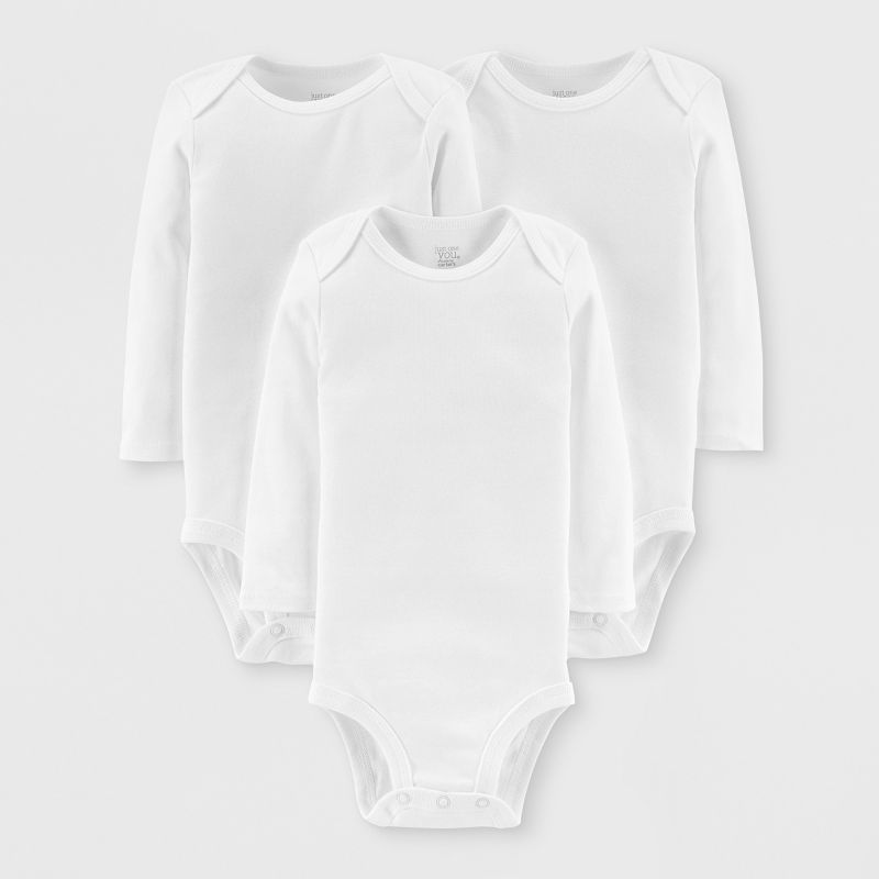 Carter's Just One You®️ Baby 3pk Long Sleeve Bodysuit - Lead White, 1 of 7