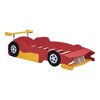 Twin Size Race Car-Shaped Platform Bed with Wheels and Safety Rails - 4 of 4