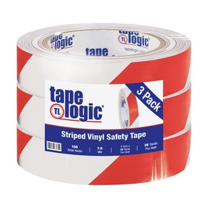 Tape Logic Striped Vinyl Tape 7.0 Mil 1" x 36 yds. Red/White 3/Case T91363PKRW - 1 of 2