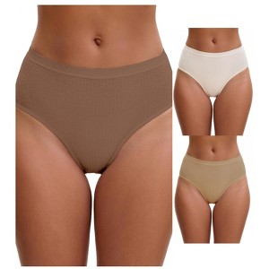 INSPIRE CHIC Women's High Waisted Butt Lifter Briefs Tummy Control Underwear, Available in Plus Size 3 Packs - 1 of 4