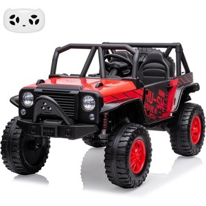 24V 2-Seater Kids Ride-On Truck, Battery Powered, Remote Control, 19” Extra Wide Seat, Dual Motors, LED Lights, Music, Max 3.7 MPH - 1 of 4