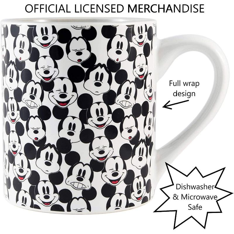 Silver Buffalo Disney Mickey Mouse Allover Faces Ceramic Mug | Holds 14 Ounces, 3 of 4
